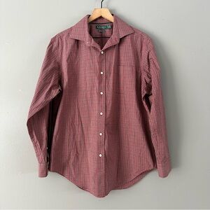 Lauren Ralph Lauren Green Label Classic Fit Cotton Blend Button Down | Red/Green
